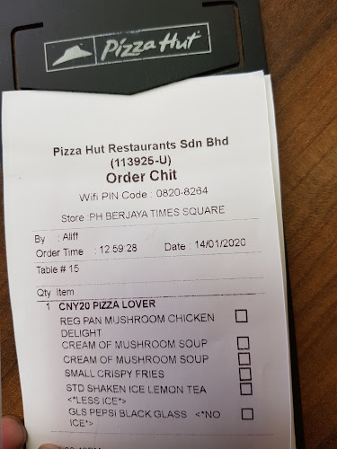 Opinii despre Pizza Hut Restaurant Berjaya Times Square în Kuala Lumpur - Gastronomi dan perhotelan