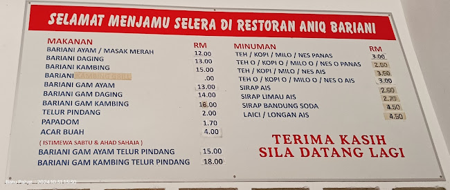 Opinii despre Restoran Aniq Bariani în Batu Pahat - Gastronomi dan perhotelan