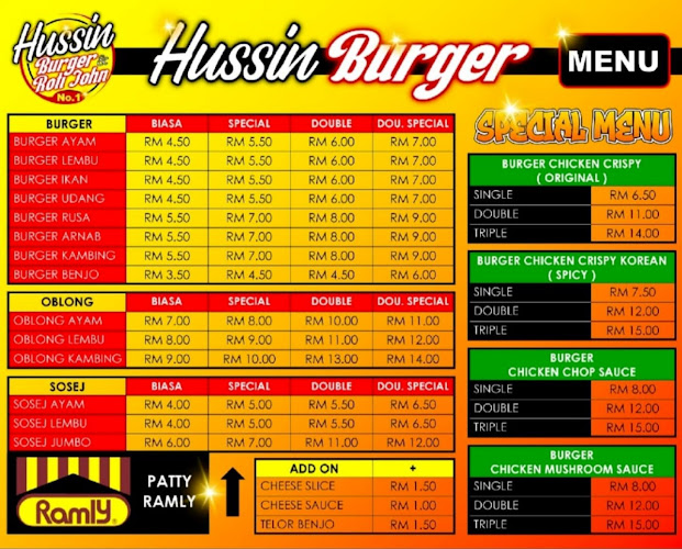 Hussin burgers & roti john - hulu langat