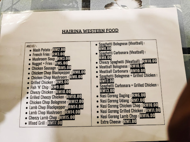 Hairina Western Food - Melaka